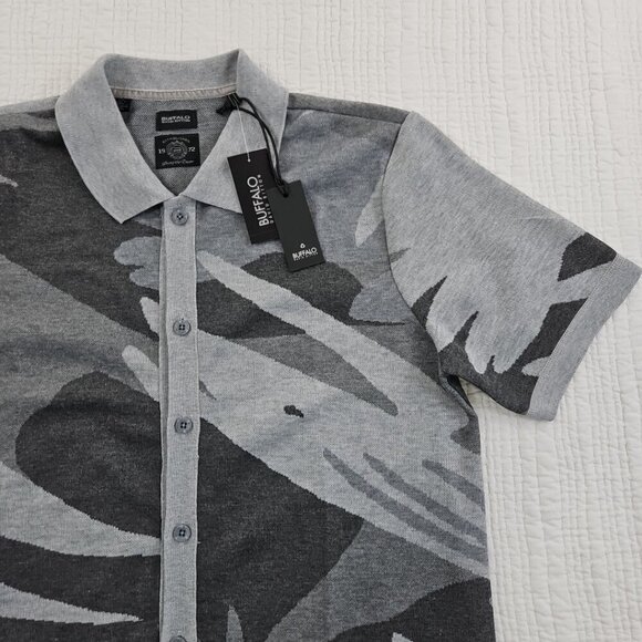 Buffalo by David Bitton Knit Button Up Shirt Men's Large NWT Grey Camo MSRP $70 - Picture 5 of 16